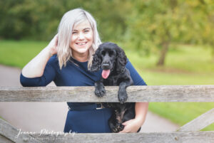 Woman and her dog pet photographer